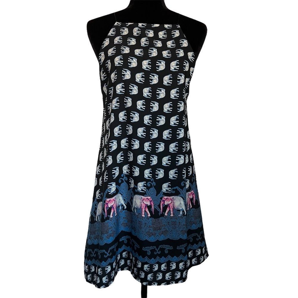 Audrey 3+1 Elephant Print Trapeze Dress Size Small